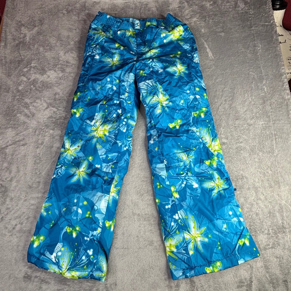 ZeroXposur Snow Pants Girls XL 16 Blue Floral Insulated Ski Trousers 10261